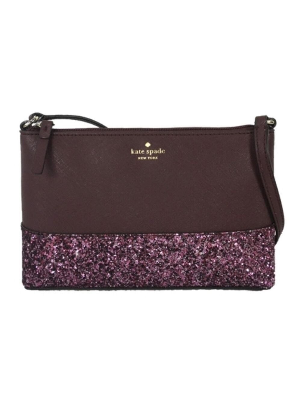 Kate Spade Flash Glitter Crossbody Bag Cherrywood Handbag w Sparkles New W/ Tags